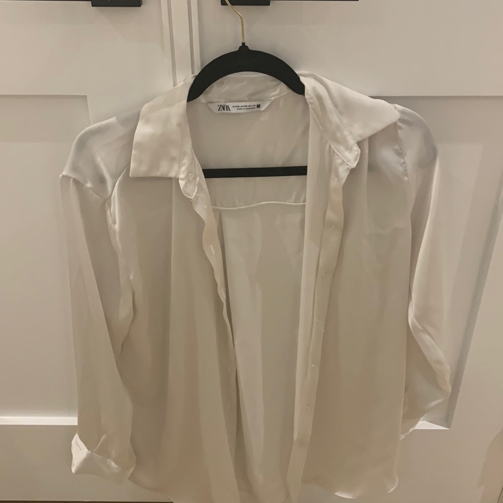 Zara silk button down top